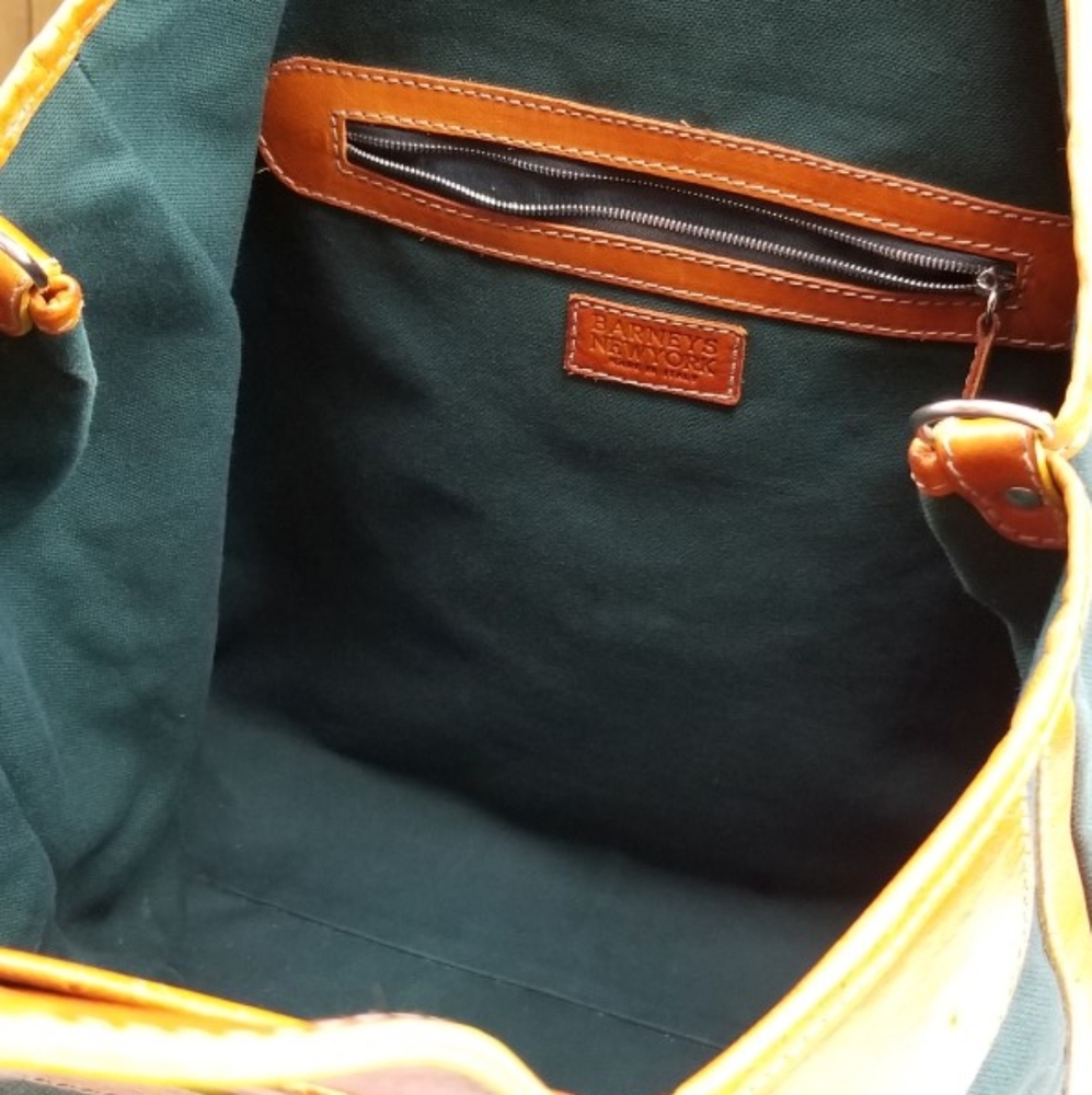 Barneys New York Green and Tan Travel Bag - Picture 16 of 16